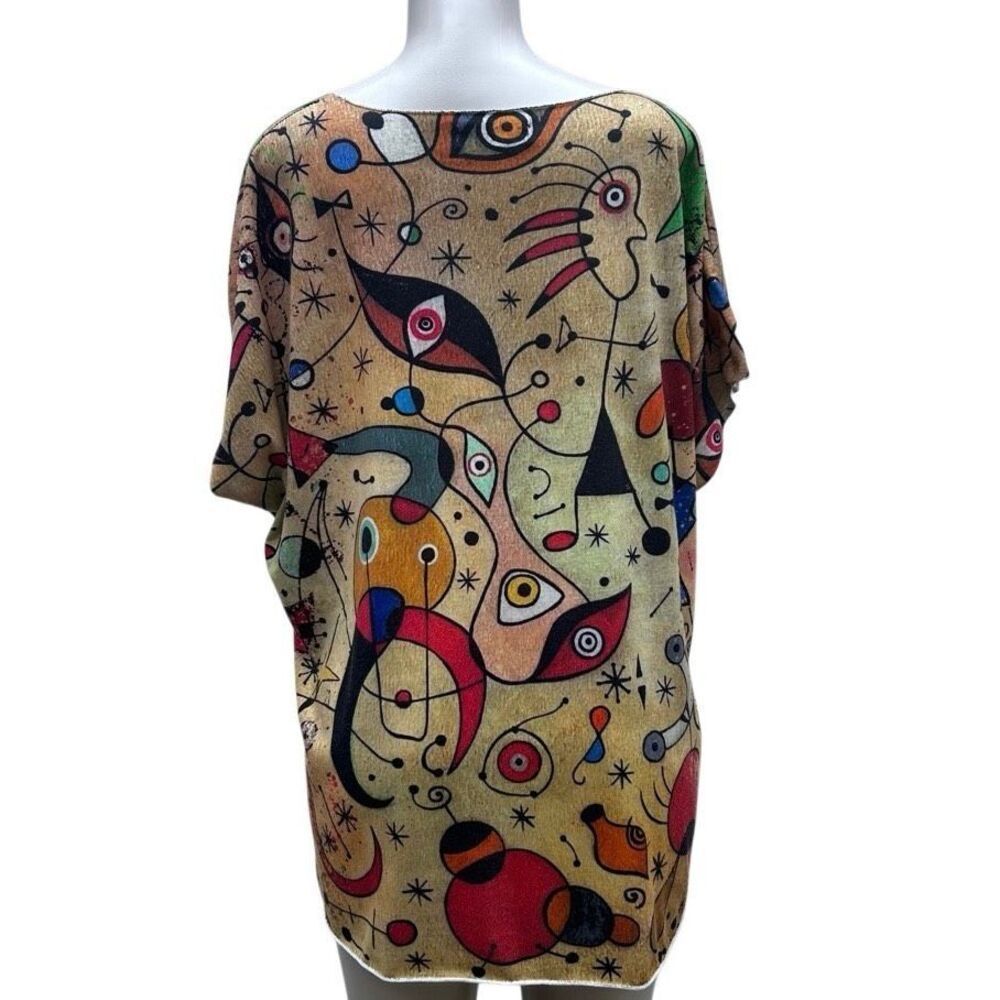 Vtg Sirelys Couture Top Womens 2XL Multicolor With Spanish Surreal Artwork Print - Picture 7 of 16